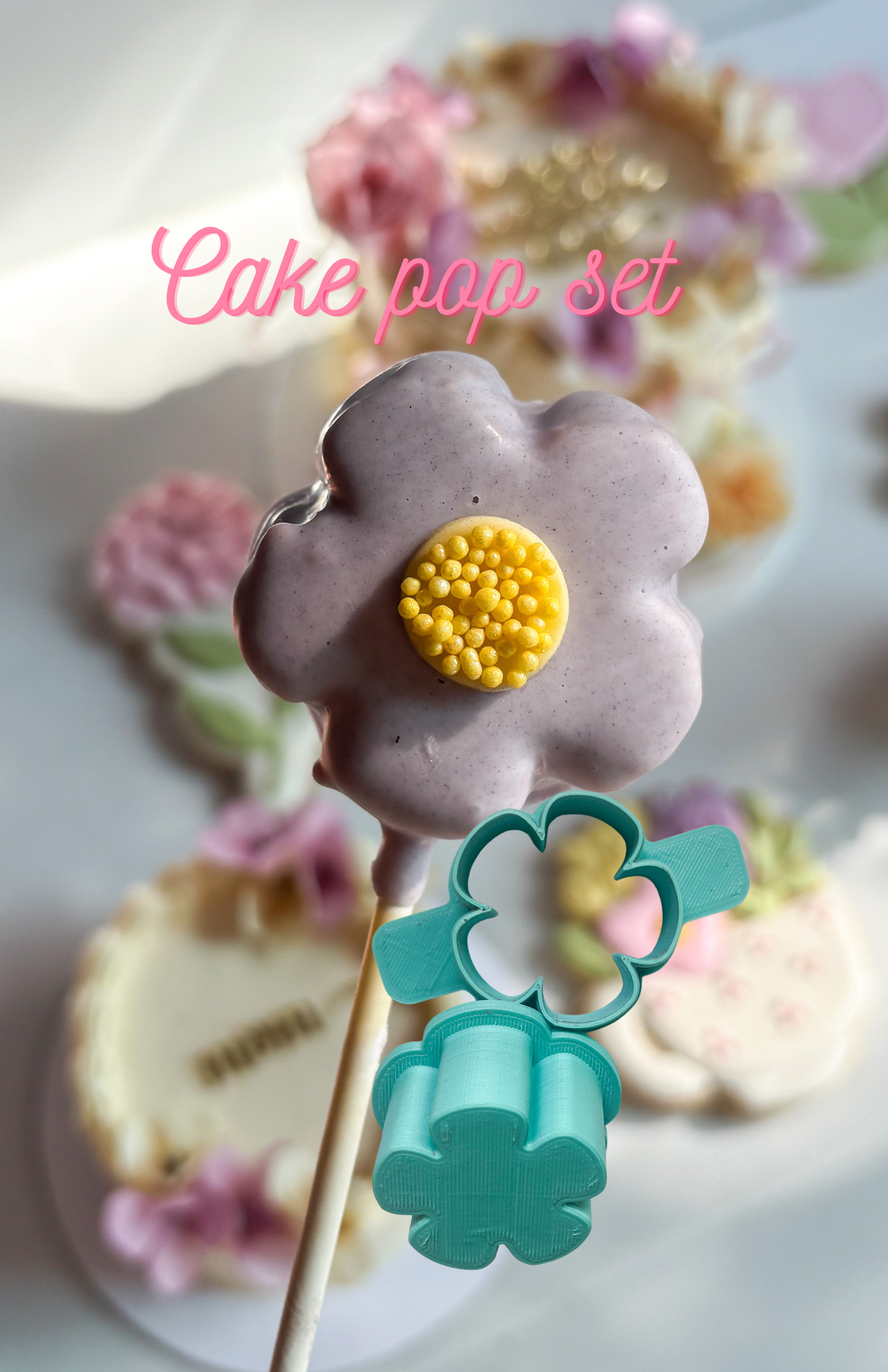 Cortador más push para cake pops de flor