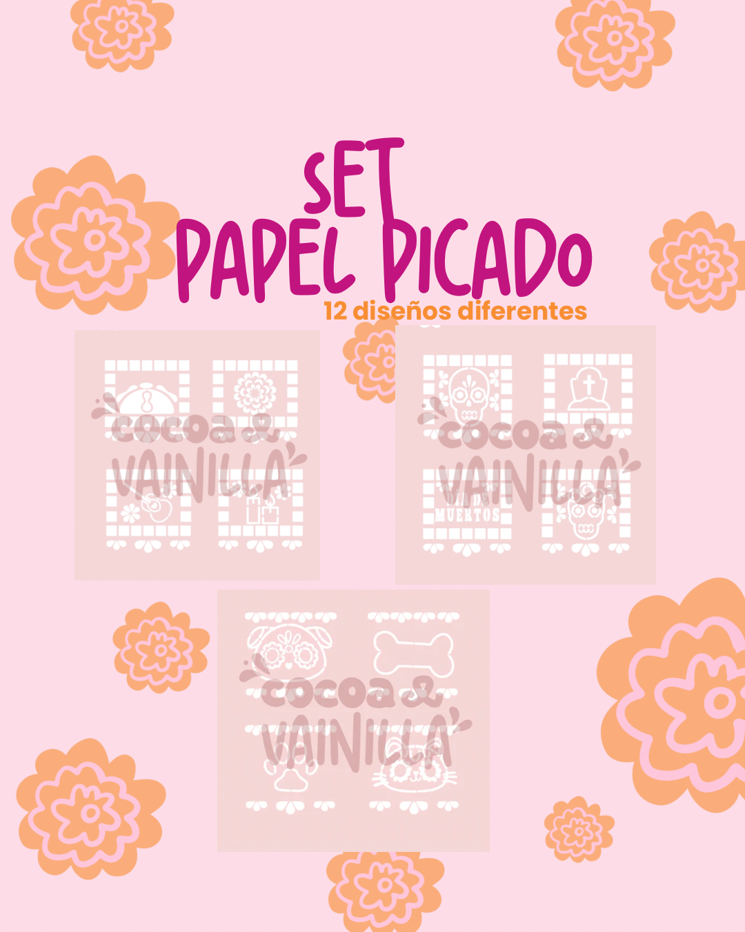 Set de Stencil papel picado (3 piezas)
